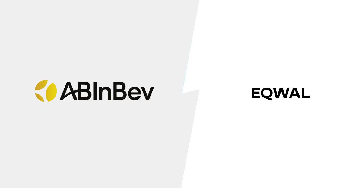 Logos von ABInBev und EQWAL nebeneinander auf weißem Hintergrund.